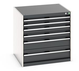 Bott Cubio drawer cabinet with overall dimensions of 800mm wide x 750mm deep x 800mm high Cabinet consists of 2 x 75mm, 2 x 100mm, 1 x 150mm and 1 x 200mm high drawers 100% extension drawer with internal dimensions of 675mm wide x 625mm deep. The... Bott Drawer Cabinets 800 x 750